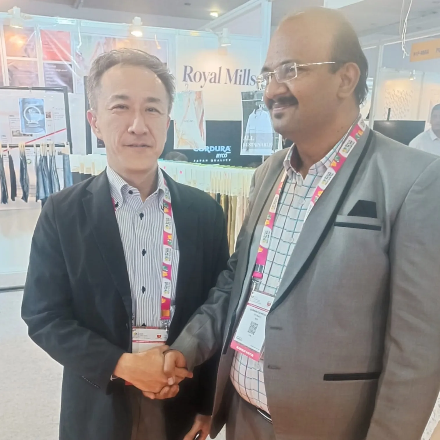 Royal Mills team meeting international buyers at Bharat Tex